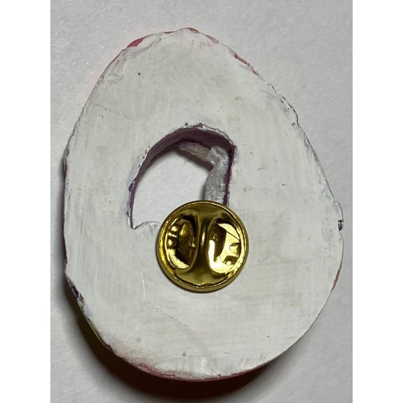 EASTER EGG PIN BROOCH WHITE BUNNY RABBIT CHICK Decorated Spring Flowers - Picture 5 of 9